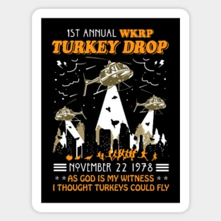 WKRP Turkey Drop Giggly Sticker